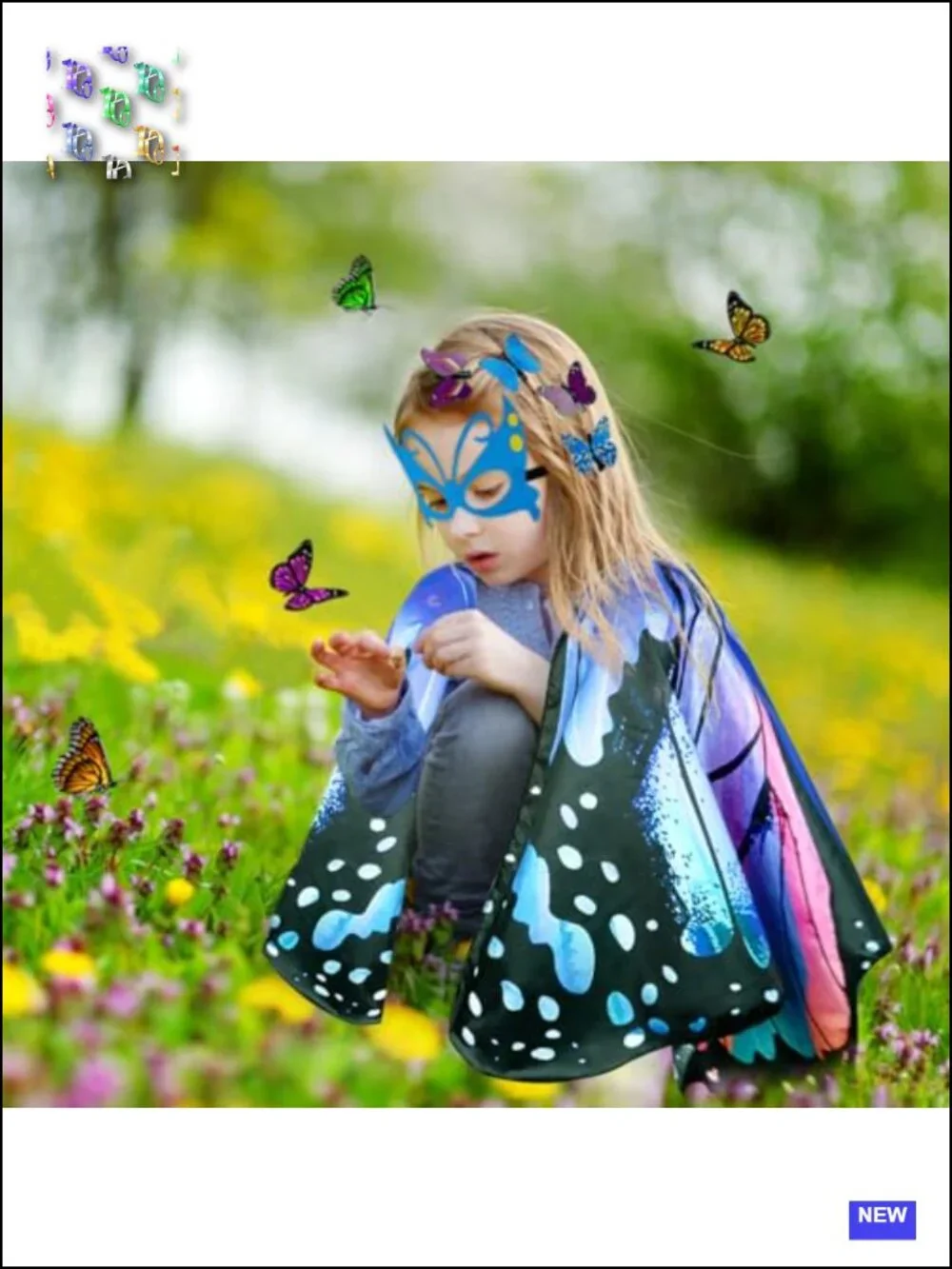 Kids Fairy Butterfly Wings Costume Dress Up Halloween Toddler Pretend Play